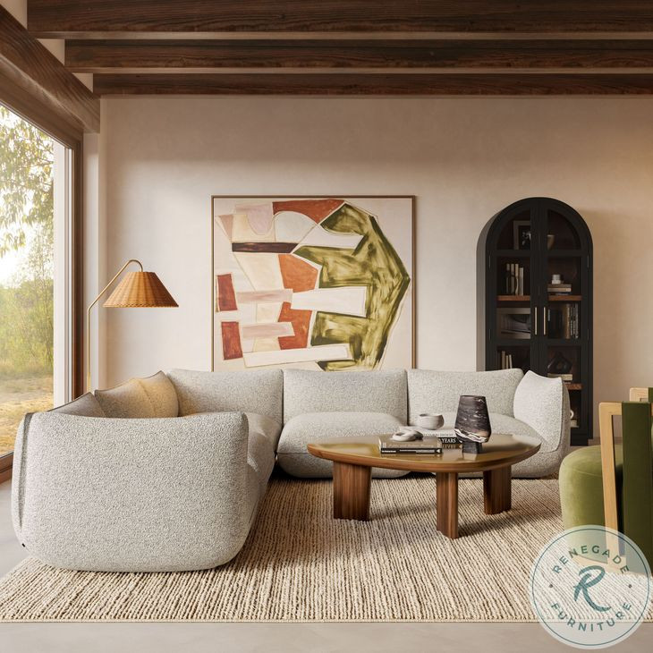 Arezza Stone White Basketweave Modular L Sectional