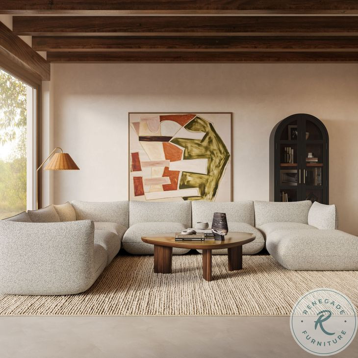 Arezza Stone White Basketweave Modular Large Chaise Sectional