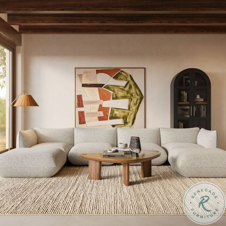 Arezza Stone White Basketweave Ottoman