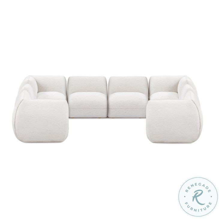 Arezza Stone White Basketweave Modular U Sofa Sectional