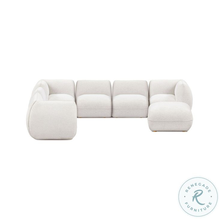 Arezza Stone White Basketweave Modular Large Chaise Sectional