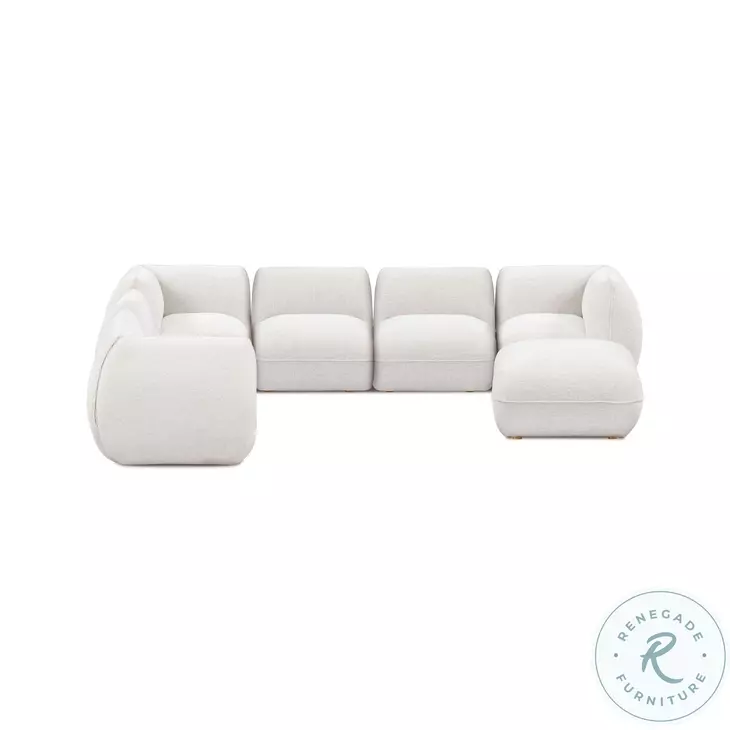 Arezza Stone White Basketweave Modular Large Chaise Sectional