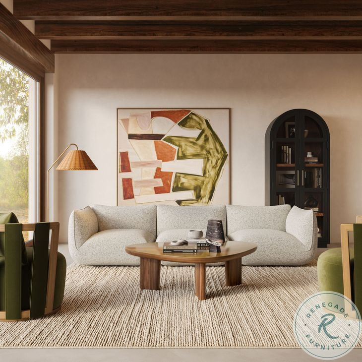 Arezza Stone White Basketweave Modular Living Room Set