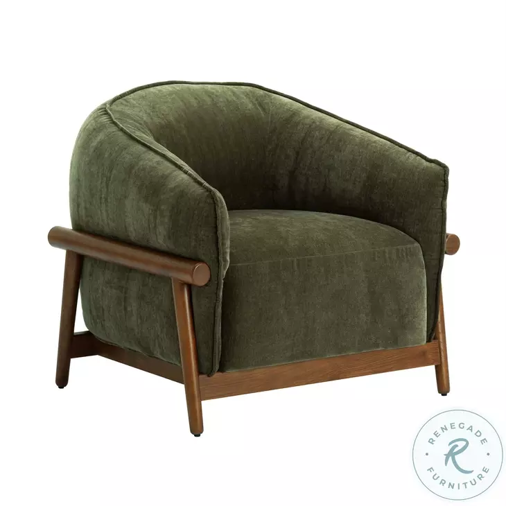 Piedmont Olive Green Upcycled Chenille Accent Chair