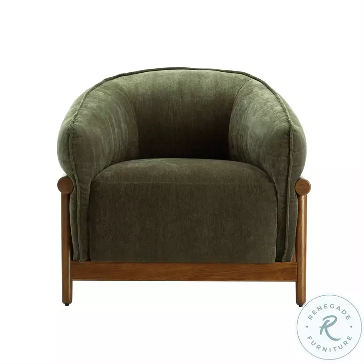 Piedmont Olive Green Upcycled Chenille Accent Chair