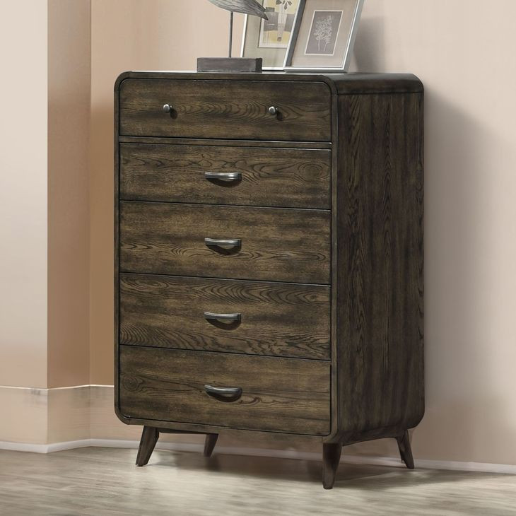 Rex Walnut 5 Drawer Chest