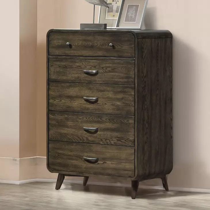 Rex Walnut 5 Drawer Chest