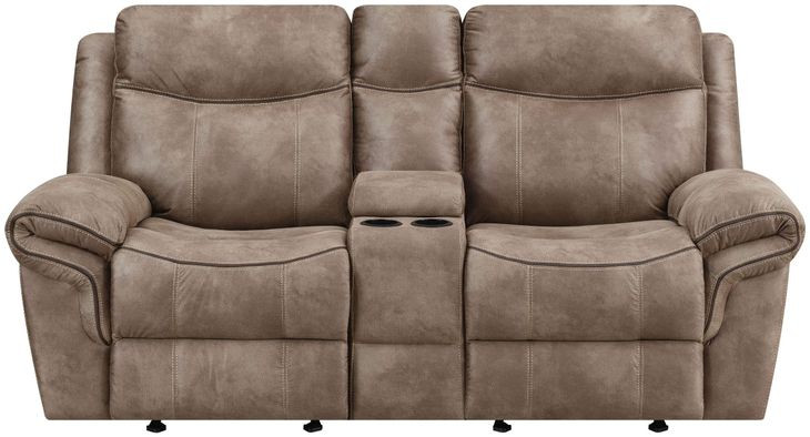 Nashville Light Brown 78" Manual Glider Reclining Console Loveseat