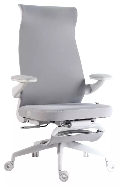 Meridian White Upholstered Swivel Desk Chair with Massage and USB Charging