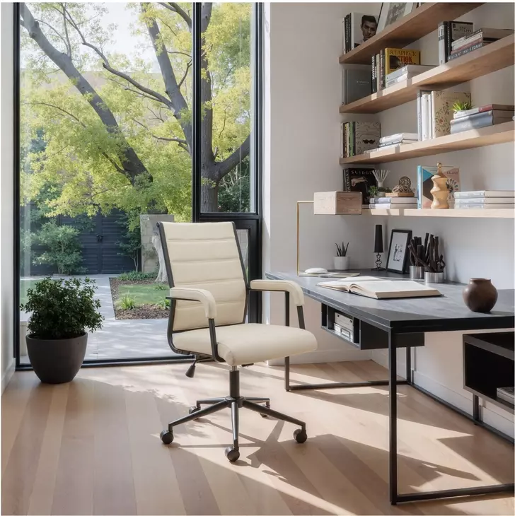 Auction Beige Adjustable Swivel Office Chair