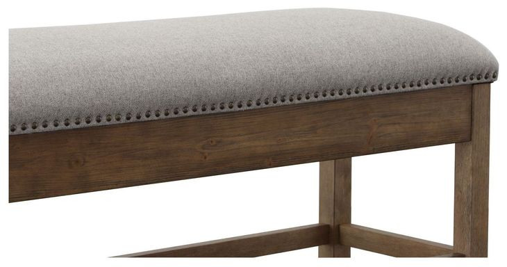 Grayson Brown 47" Counter Height Storage Bench with Nailhead Trim