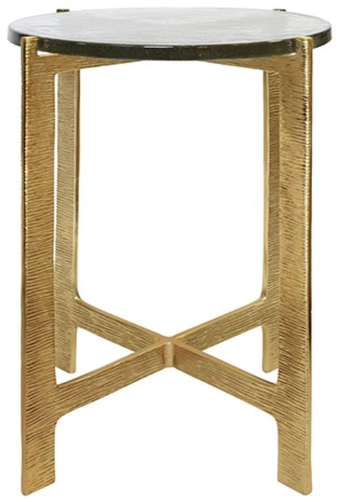 Ricky Gold Round Glass Top Side Table