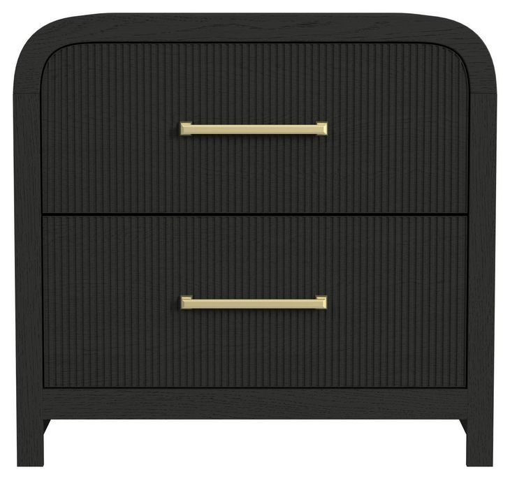 Woodridge Black 2 Drawer Nightstand with USB Charging