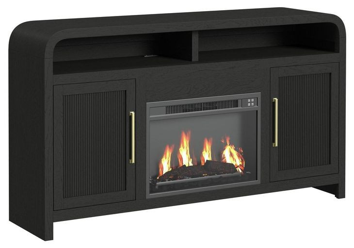 Woodridge Black Fireplace Cabinet
