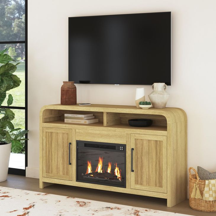 Woodridge Natural Fireplace Cabinet