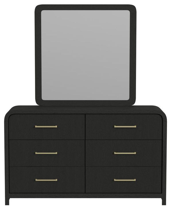 Woodridge Black 6 Drawer Dresser and Square Mirror