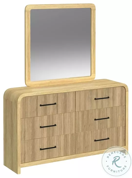 Woodridge Natural 6 Drawer Dresser And Mirror