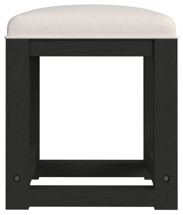 Woodridge White and Black Upholstered Dressing Stool
