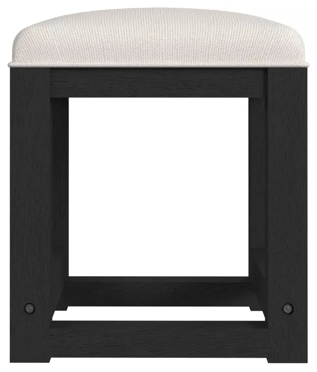 Woodridge White and Black Upholstered Dressing Stool