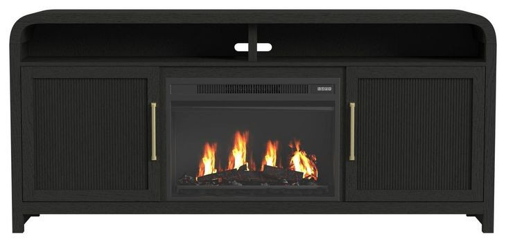 Woodridge Black 70" TV Stand with Fireplace Insert