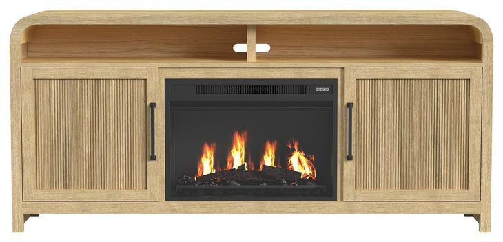 Woodridge Natural 70" TV Stand with Fireplace Insert