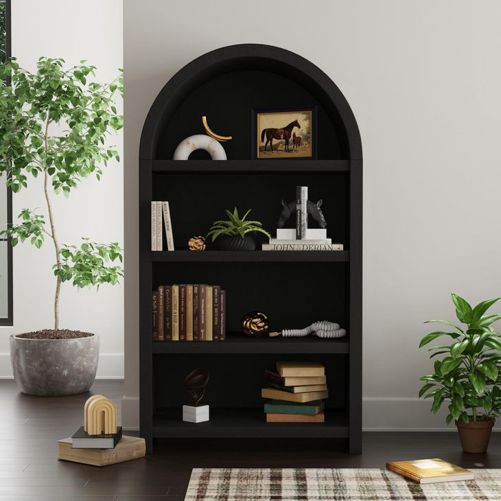 Woodridge Black Open Bookcase with 4 Shelves