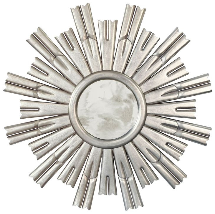 Rinaldo Silver Leaf Sunburst Round Wall Mirror