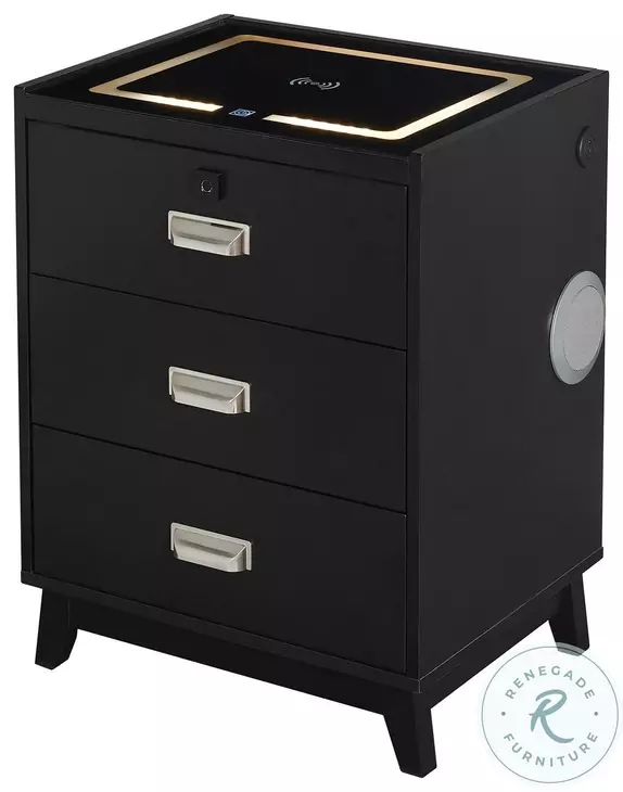 Azura Black 3 Drawer Nightstand
