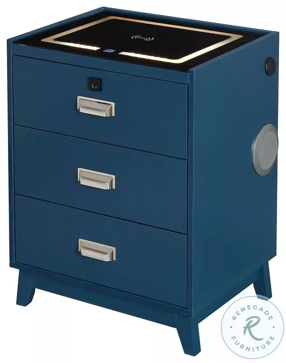 Azura Blue 3 Drawer Nightstand