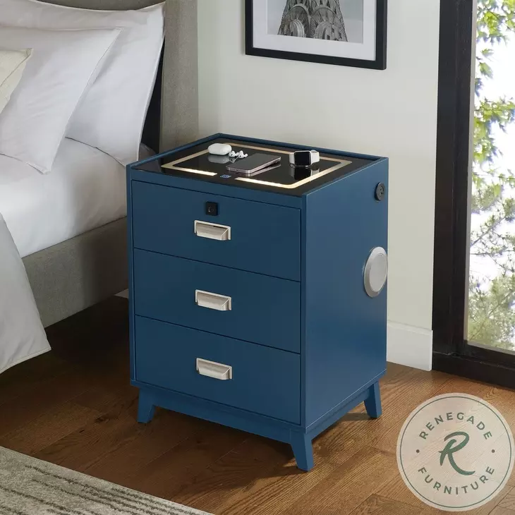 Azura Blue 3 Drawer Nightstand
