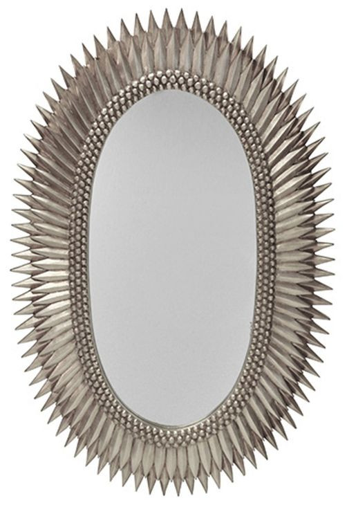 Rita Silver Leaf Sunburst Oval Wall Mirror