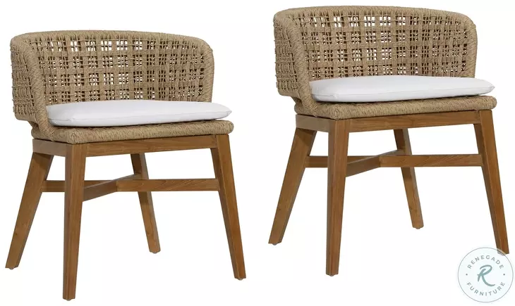 Keit Natural And Ivory Cushion Dining Chair Set of 2