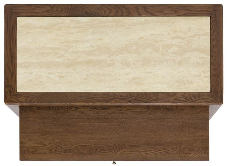 Harbor Drift Worn Saddle and Beige 1 Drawer Stone Top Open Nightstand