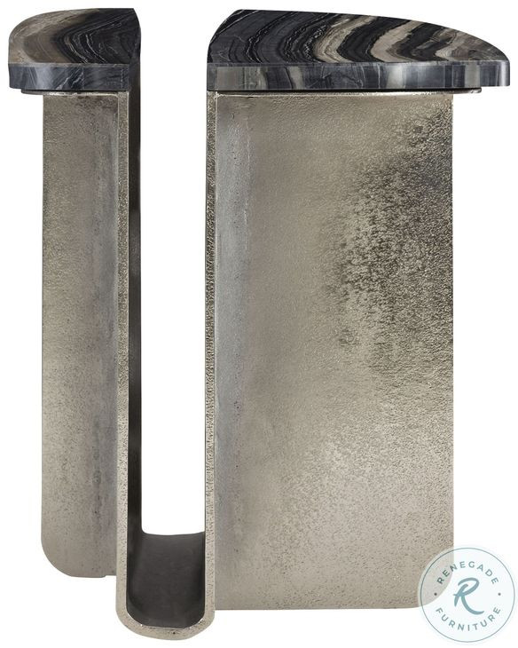 Tegan Black Forest Marble And Shiny Nickel Side Table