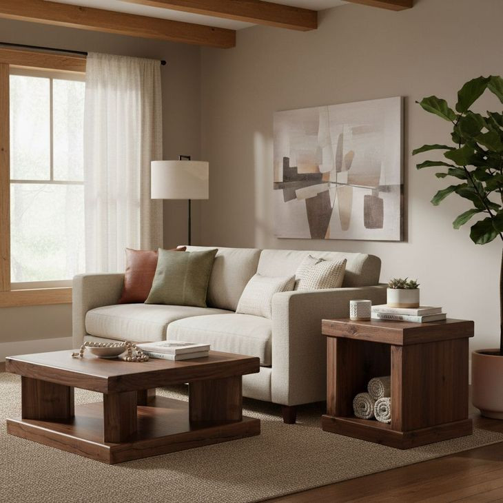 Sequoia Walnut Square Occassional Table Set