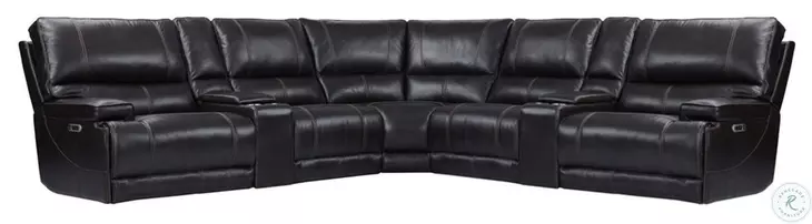 Hemingway Verona Coffee Leather 7 Piece Modular Power Reclining Sectional