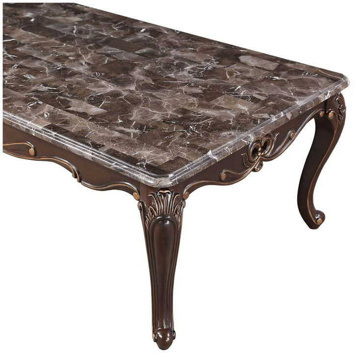 Constantine Cherry Rectangular Marble Top Cocktail Table