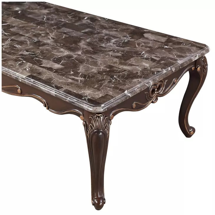 Constantine Cherry Rectangular Marble Top Cocktail Table