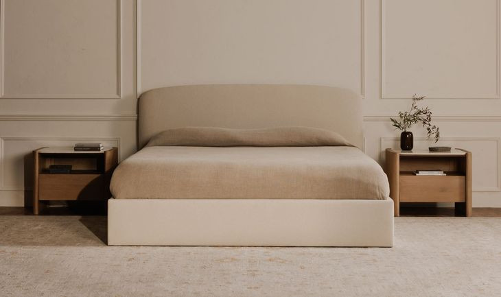 Joan Cream Queen Upholstered Storage Platform Bed
