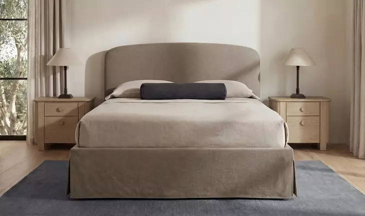 Joan Taupe Queen Upholstered Storage Panel Bed