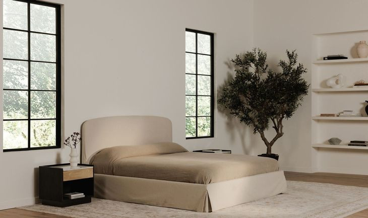 Joan Cream King Upholstered Storage Platform Bed