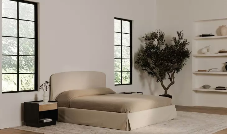 Joan Cream King Upholstered Storage Platform Bed