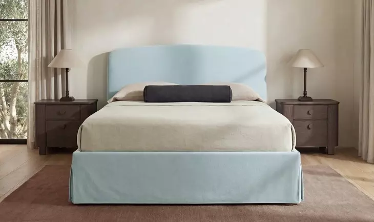 Joan Light Blue King Upholstered Storage Panel Bed