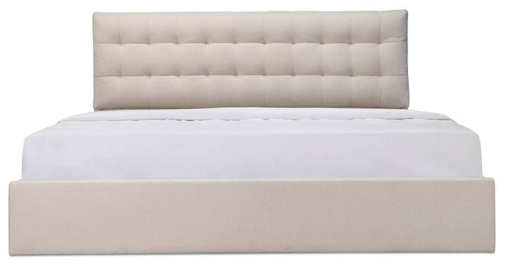 Sebastion Cream King Upholstered Storage Platform Bed