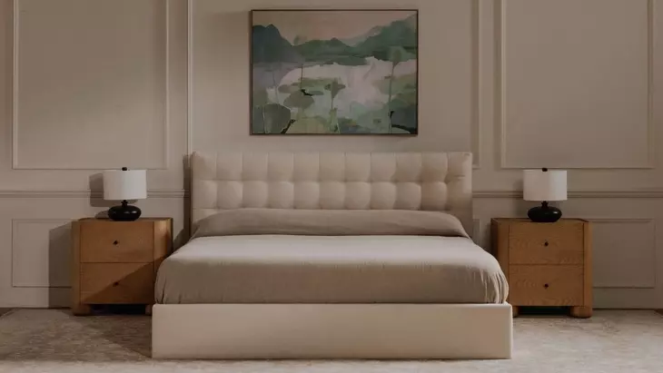 Sebastion Cream Queen Upholstered Storage Platform Bed