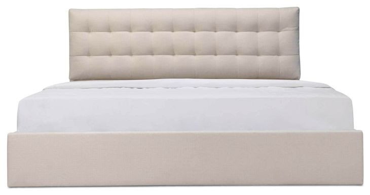 Sebastion Cream Queen Upholstered Storage Platform Bed