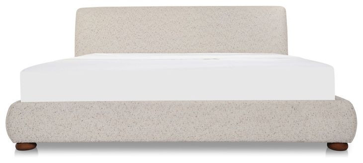 Beau Speckled Light Gray King Upholstered Storage Platform Bed