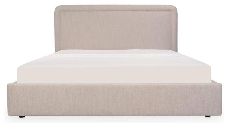 Simon Flecked Beige Queen Upholstered Storage Platform Bed