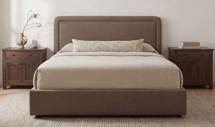 Simon Brown King Upholstered Storage Platform Bed