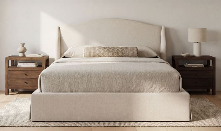 Weston Cream King Upholstered Storage Platform Bed